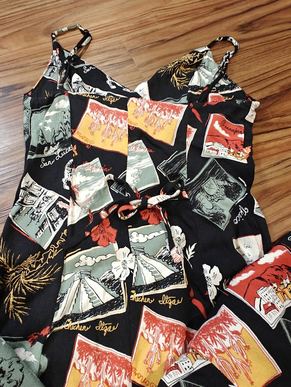 Reformation Brixton Dress Havana Postcard Print Sz 2 - Picture 14 of 15